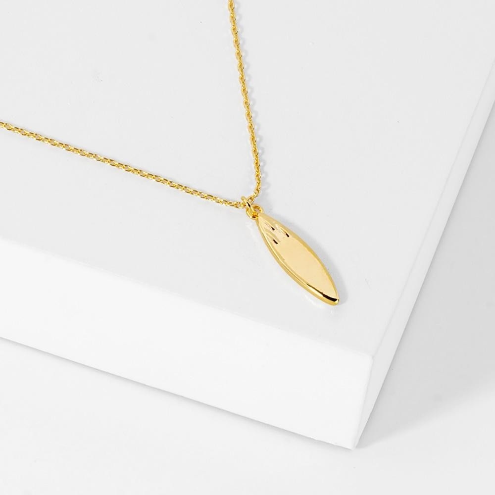 Gold Surfboard Pendant Necklace - Picture 6 of 13